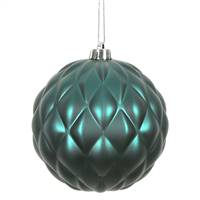 4" Sea Blue Matte Round Pine Cone 6/Bg