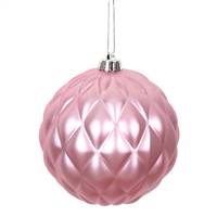 4" Pink Matte Round Pine Cone 6/Bg
