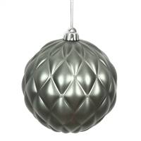 4" Pewter Matte Round Pine Cone 6/Bg