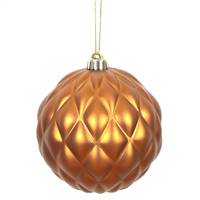 4" Copper Matte Round Pine Cone 6/Bg