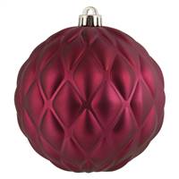 6" Berry Red Matte Round Pine Cone 4/Bg