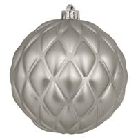 6" Limestone Matte Round Pine Cone 4/Bg