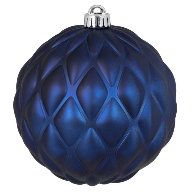 6" Midnt Blue Matte Round Pine Cone 4/Bg