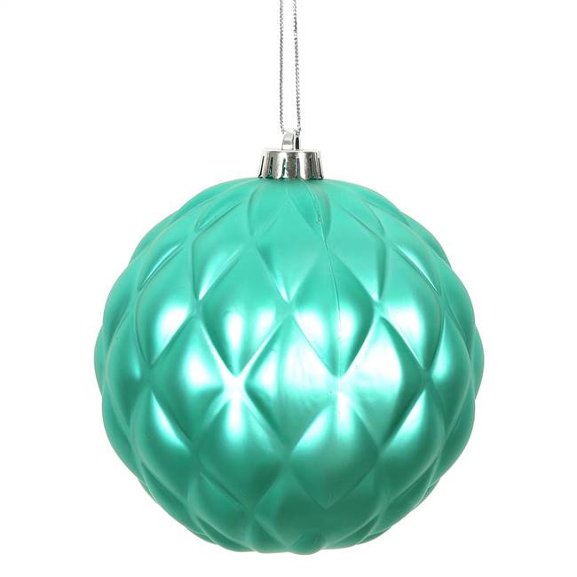 6" Teal Matte Round Pine Cone 4/Bg