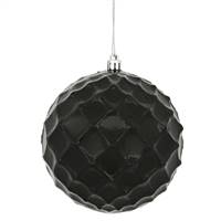 4" Black Shiny Diamond Bauble 6/Bg