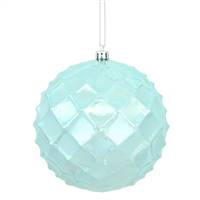 4" Baby Blue Shiny Diamond Bauble 6/Bg