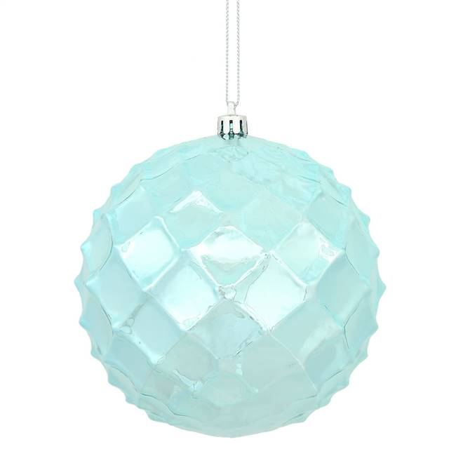 4" Baby Blue Shiny Diamond Bauble 6/Bg