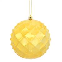 4" Honey Gold Shiny Diamond Bauble 6/Bg