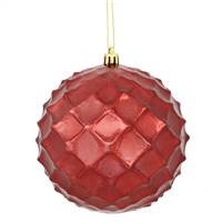 4" Burgundy Shiny Diamond Bauble 6/Bg