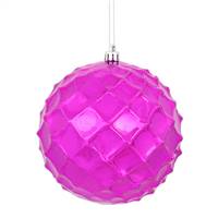 4" Fuchsia Shiny Diamond Bauble 6/Bg