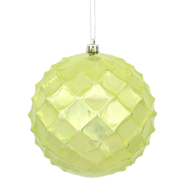 4" Lime Shiny Diamond Bauble 6/Bg