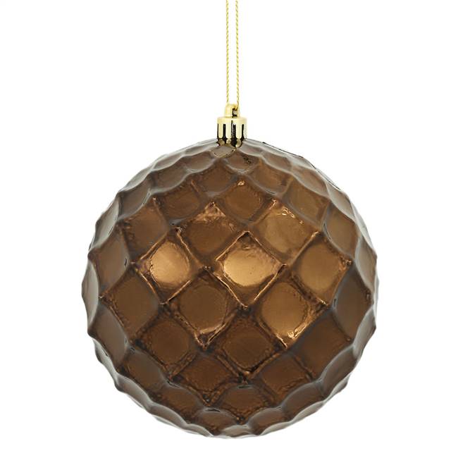 4" Chocolate Shiny Diamond Bauble 6/Bg