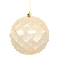 4" Cafe Latte Shiny Diamond Bauble 6/Bg