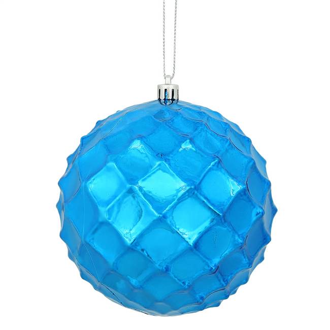 4.75" Blue Shiny Diamond Bauble 4/Bg