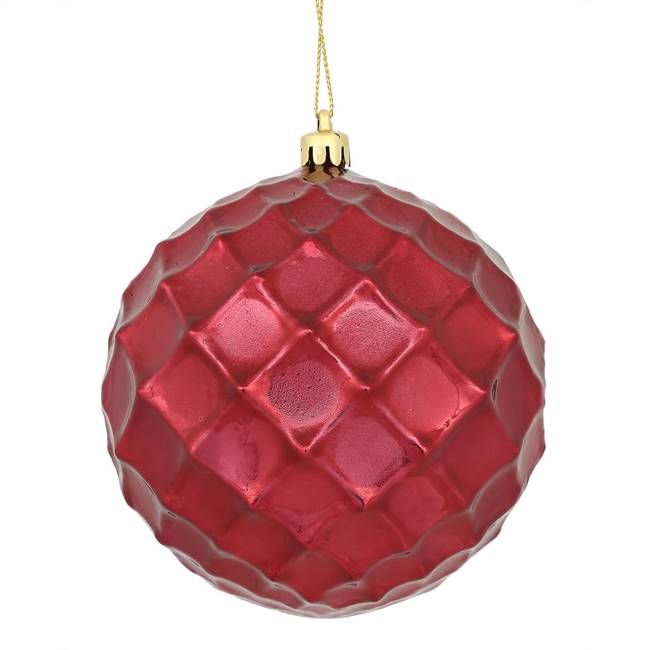 4.75" Wine Shiny Diamond Bauble 4/Bg