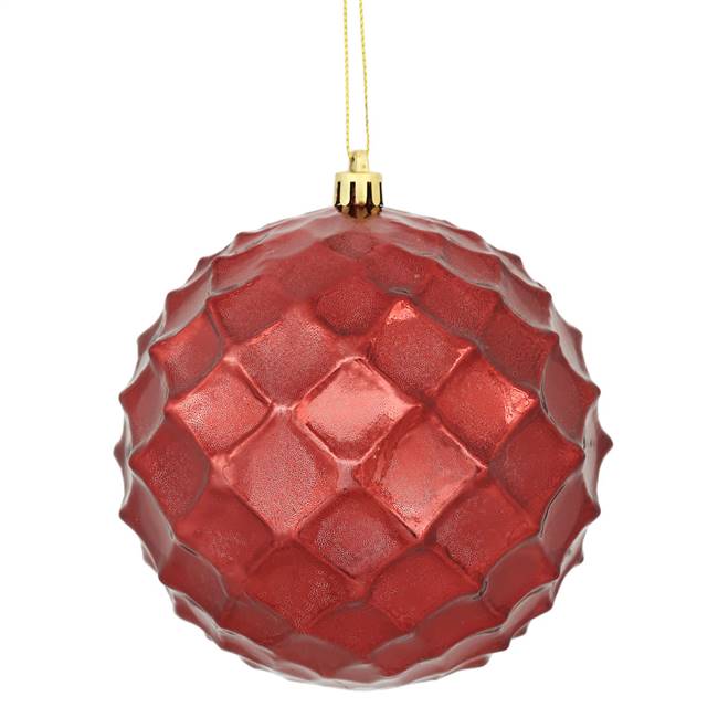 4.75" Burgundy Shiny Diamond Bauble 4/Bg