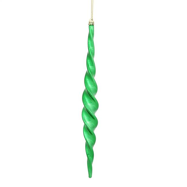 14.6" Green Shiny Spiral Icicle 2/Bx