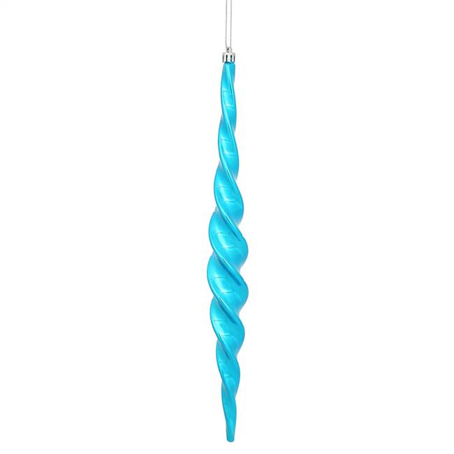 14.6" Turquoise Shiny Spiral Icicle 2/Bx