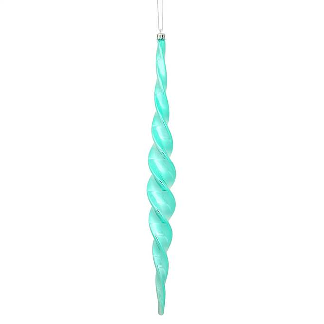 14.6" Teal Shiny Spiral Icicle 2/Bx