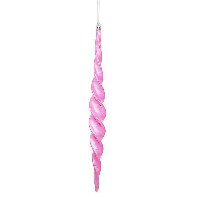 14.6" Pink Shiny Spiral Icicle 2/Bx