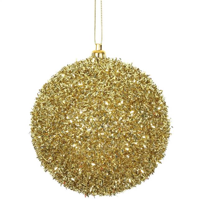 4" Gold Tinsel Ball 4/Bag