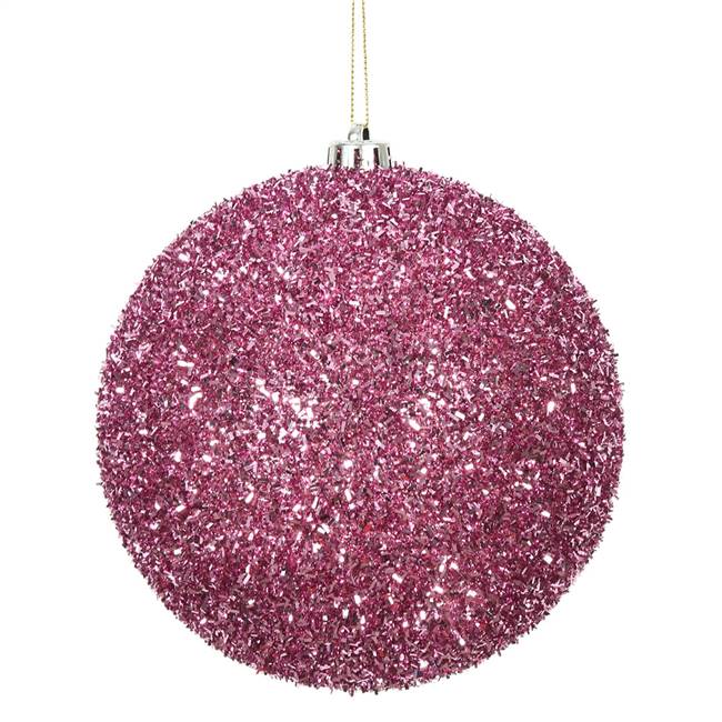 6" Pink Tinsel Ball 2/Bag