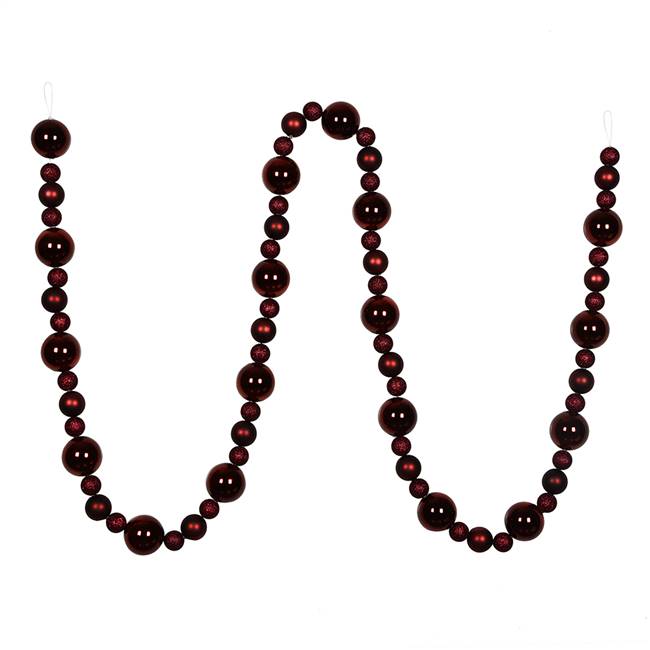 9' Burgundy Assorted Ball Garland