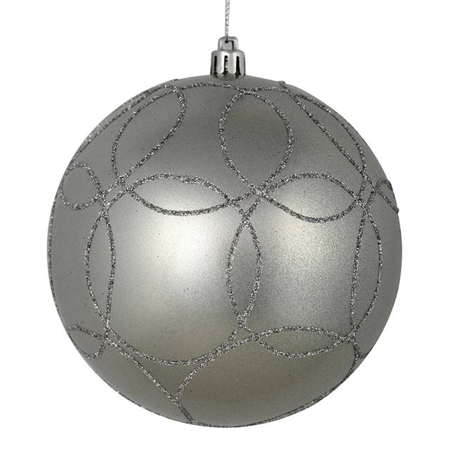 4" Silver Candy Ball Circle Glitt 4/Bag