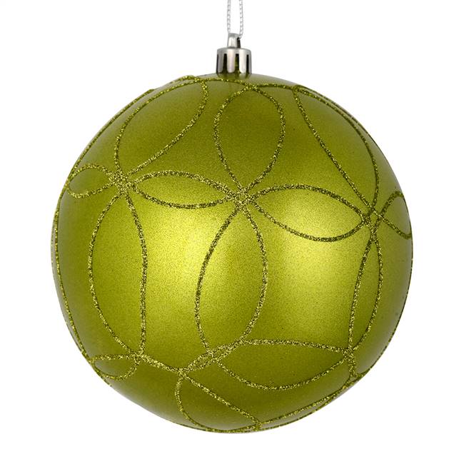 6" Lime Candy Ball Circle Glitter 3/Bag