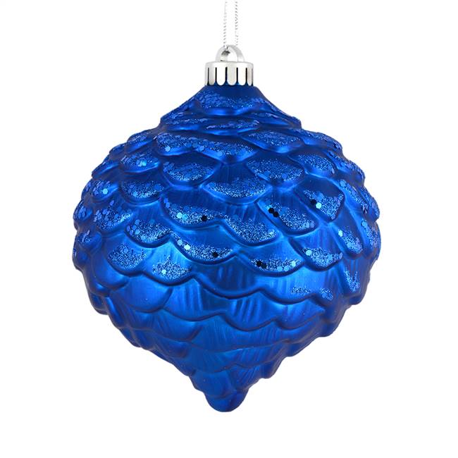 6" Blue Glitter Pine Cone 6/Bag