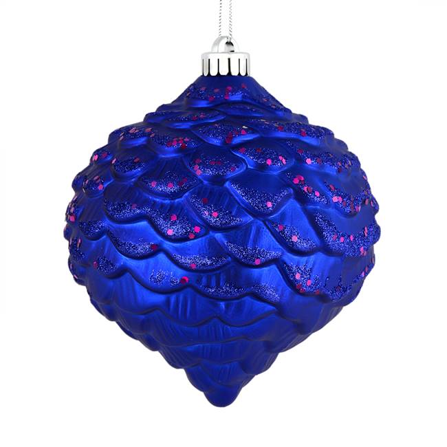 6" Cobalt Blue Glitter Pine Cone 6/Bag