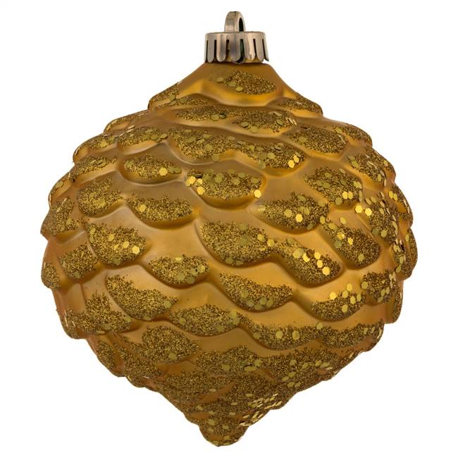 6" Honey Gold Glitter Pine Cone 6/Bag