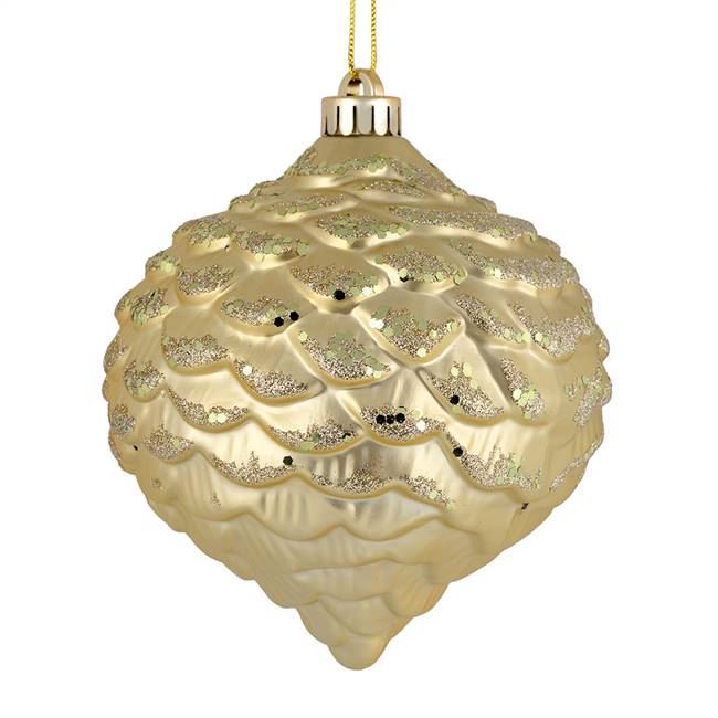 6" Champagne Glitter Pine Cone 6/Bag