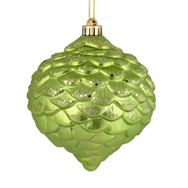 6" Celadon Glitter Pine Cone 6/Bag