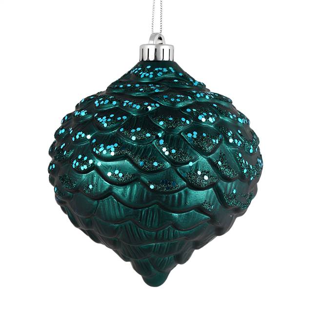 6" Sea Blue Glitter Pine Cone 6/Bag