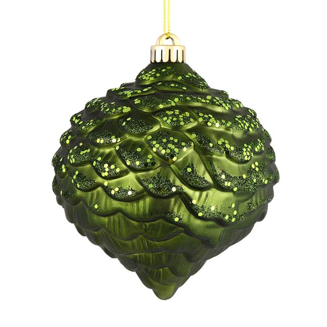 6" Moss Green Glitter Pine Cone 6/Bag