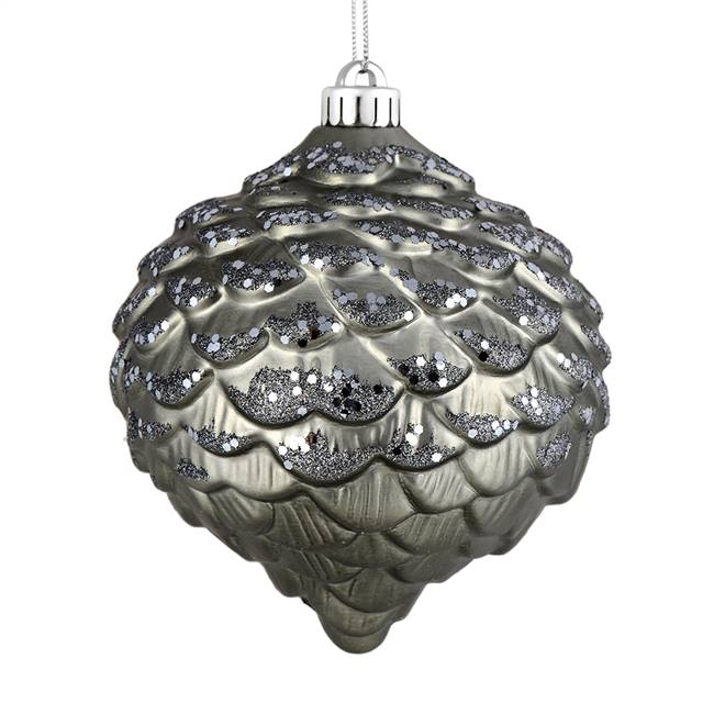 6" Pewter Glitter Pine Cone 6/Bag