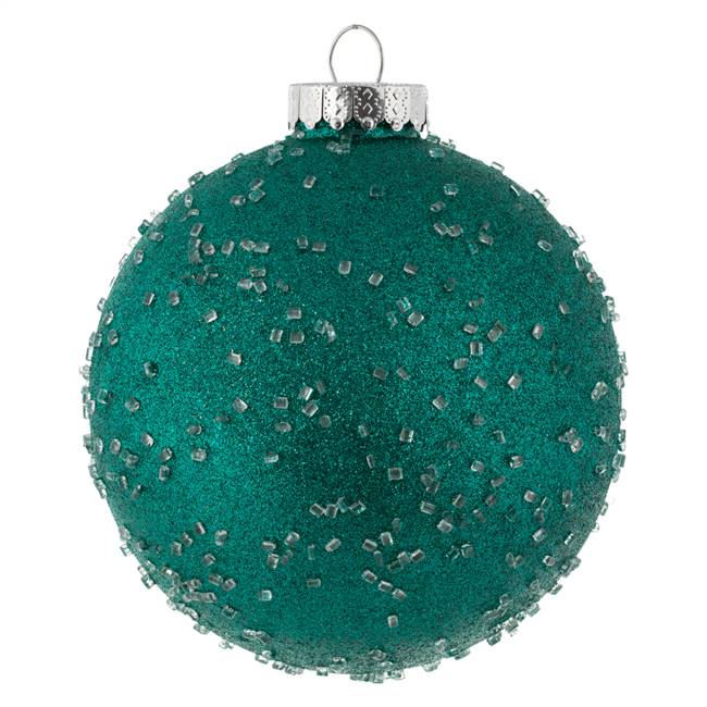 6" Teal Ice Ball Ornament 4/Bag