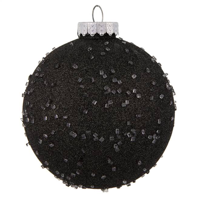 6" Gunmetal Ice Ball Ornament 4/Bag