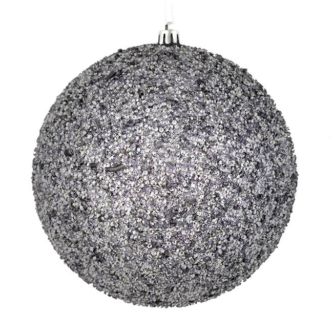 4" Silver Beaded Ball Drilled 6/Bag