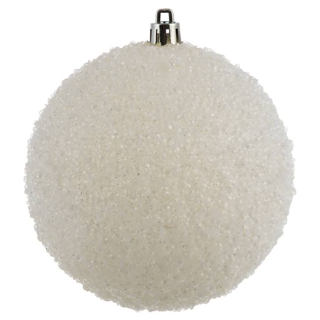 4" White Beaded Ball Drilled 6/Bag