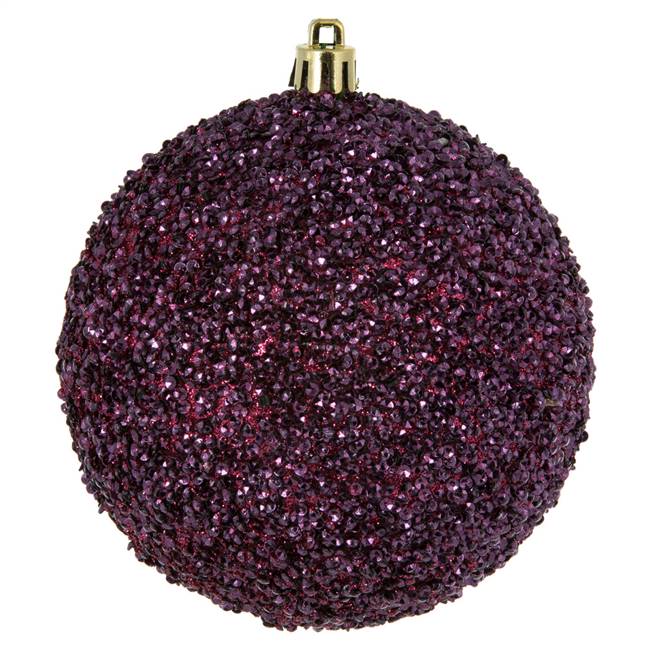 4" Berry Red Beaded Ball Drilled 6/Bag