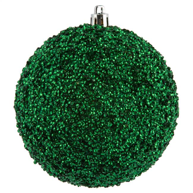 4" Emerald Beaded Ball Drilled 6/Bag