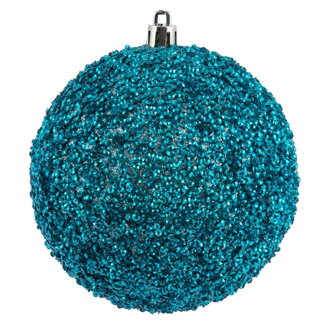 4" Baby Blue Beaded Ball Drilled 6/Bag