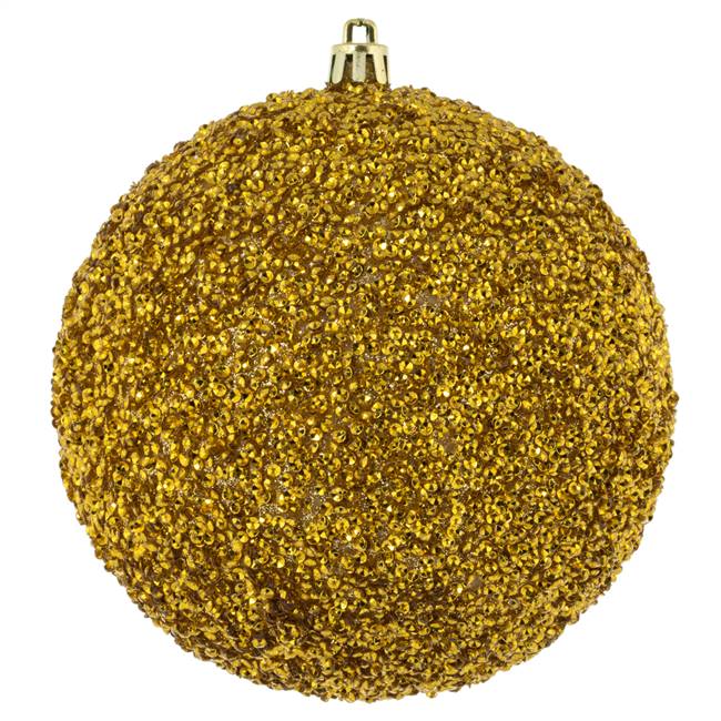 4.75" Gold Beaded Ball Drilled 6/Bag
