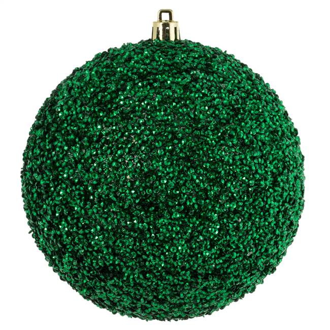 4.75" Emerald Beaded Ball Drilled 6/Bg