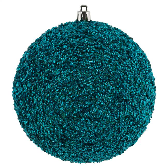 4.75" Teal Beaded Ball Drilled 6/Bag