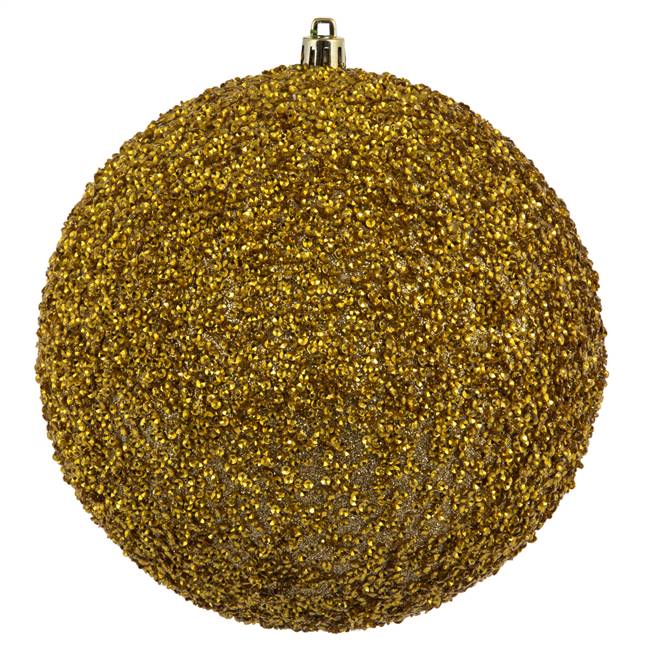 6" Gold Beaded Ball Drilled 4/Bag