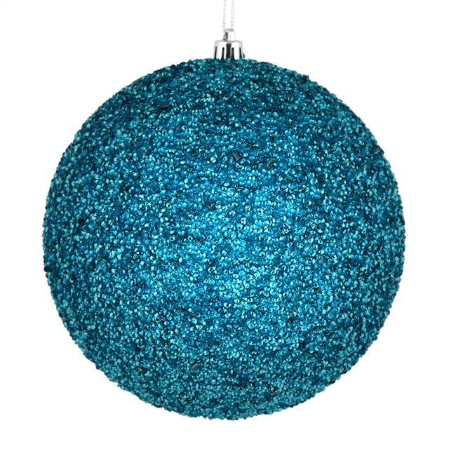 6" Turquoise Beaded Ball Drilled 4/Bag