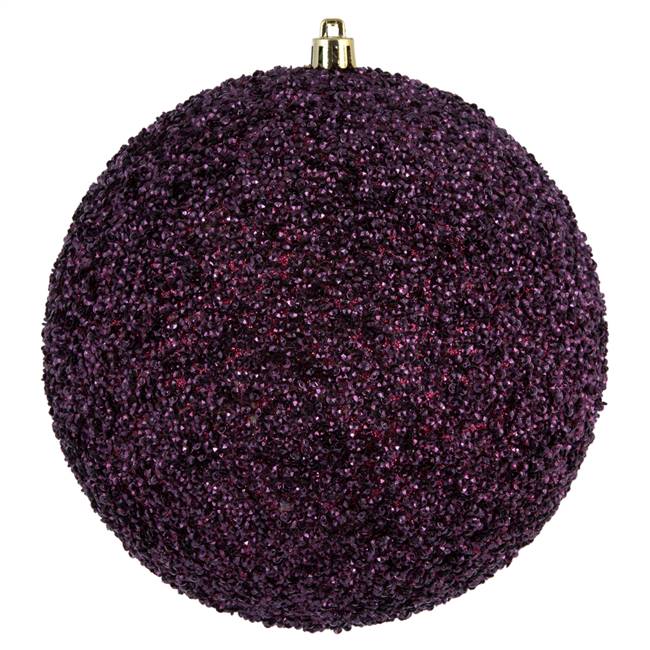 6" Berry Red Beaded Ball Drilled 4/Bag